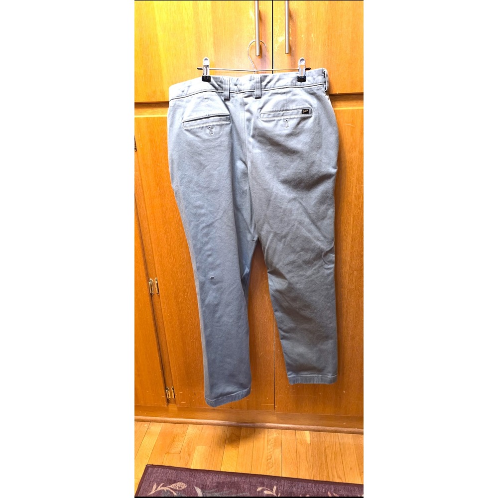 Duluth Trading Co Chino Pants Mens 34x32 Gray Slim Fit Stretch Cotton Blend